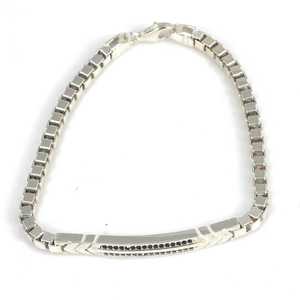 Tibetan Silver Unisex Tennis <b>Bracelet</b> with Onyx and Topaz Carved Arrow Motif Gift Channel Setting - Product Image 6