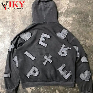 Sweat à capuche brodé en détresse lavé à l'acide Service OEM Sweats à capuche lourds pour hommes PAR VIKY INDUSTRIES - Product Image 2