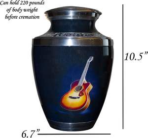 Urne funéraire pour mélomanes, grandes tailles et souvenirs avec sacs en velours, urne funéraire pour guitare avec personnalisation (grande taille) - Product Image 5