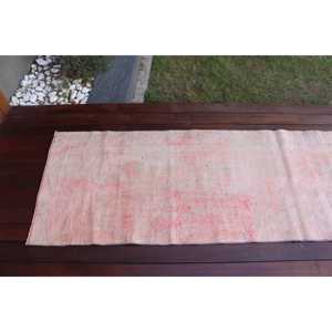 Tapis turc vintage 2,3x8,9 pieds, tapis oriental en laine rose - Product Image 5
