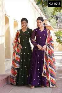 Sari de seda Barbari pesada India para trabajo de bordado pesado para boda con trabajo de impresión digital y Sari de trabajo de piedra de diamante para mujer - Product Image 2