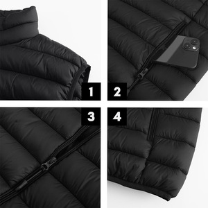 Chaleco de cuello levantado impermeable personalizado para hombre, chaqueta acolchada cálida con cremallera para exteriores para senderismo, correr, transpirable, sin mangas - Product Image 6