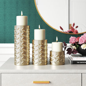 Bougeoir à pilier chatoyant au design martelé apportant des décorations de table d'élégance moderne pour les mariages, les événements et l'intérieur de la maison - Product Image 5