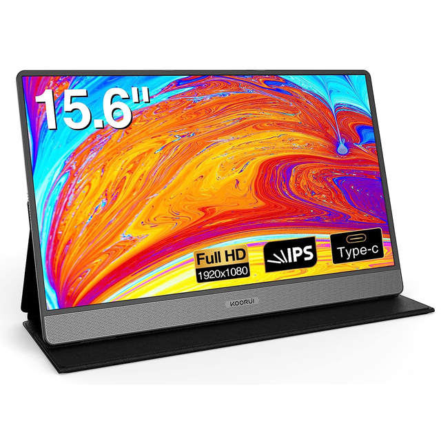 KOORUI- High Quality Portable Monitor 15.6inch,Laptop Monitor with USB C HD W/Protective Cover & Dual Speakers