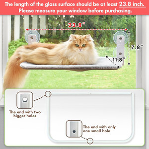 Perchoir de fenêtre pour chat sans fil Hamac pour mur avec 4 ventouses Seuil de fenêtre Lit pliable Chaise longue stable pour chat Étagère pour chat - Product Image 4
