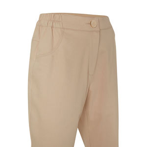กางเกงลำลองผ้าลูกฟูกเอวสูงสีเบจยาวถึงเข่า - Product Image 2