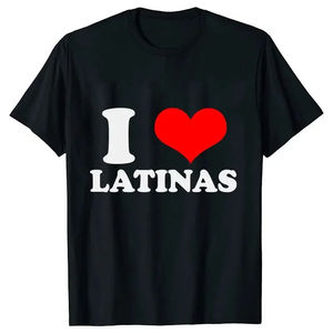 Camiseta de Algodón Estampada con la Frase 'I Love Latinas' para Hombre, Corte Regular, Tejido de Punto, Estilo Casual Vintage, Ropa Deportiva de Verano, Fabricante OEM al por Mayor - Product Image 5