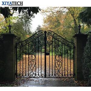 XIYATECH Fantaisie Électrique Allée Porte Porte Budget-friendly Sécurité En Fer Forgé Porte Française pour Maisons Swing Ouvert pour Villas - Product Image 6