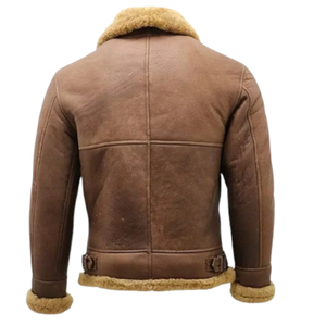 Best Premium Brown Shearling Men's Leather Jackets Casual Knitted <b>Fur</b> Collar Low MOQ OEM Custom-Made Winter Fashion Plus Size - Product Image 2