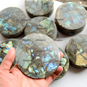 Handcrafted Natural Labradorite <b>Crystal</b> <b>Coaster</b> 4\" Semi-Precious Quartz Stone Tabletop Home Decor for House Warming Gift Set - Product Image 3
