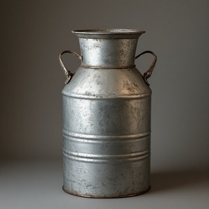 Lata de leche galvanizada decorativa con superficie de bronce martillado Trabajo artesanal que ofrece acento para interiores de temporada y rústicos - Product Image 4