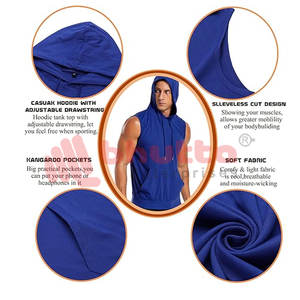 Meilleur design d'entraînement en coton sans manches à capuche avec débardeurs de sport de gymnastique grande taille personnalisés sans manches à capuche de gymnastique - Product Image 5