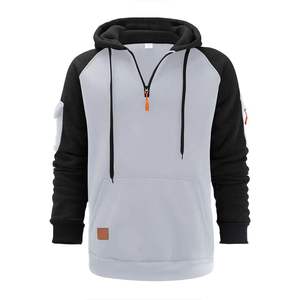 Sweat à capuche de sport décontracté pour hommes 100% coton fermeture éclair haut bras poche solide motif Style pour automne hiver ODM vêtements couleur unie - Product Image 2