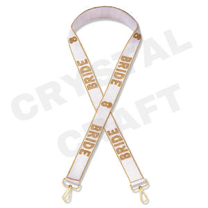 Sangles de sac de perles de rocaille en or blanc personnalisées de football noir 'Hook Em Horns' accessoire à la mode sangle de sac à main perlée - Product Image 5