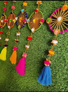 Dream Catchers Wall Hanging Indian Wedding Decoration Pom Pom Garlands with Colored Tassels <b>Gota</b> Patti Mehndi Decor Party Backdr - Product Image 3