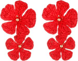 Pendientes personalizados de rafia y margaritas, pendientes tejidos a mano de rafia con flores exageradas, pendientes coloridos de rafia con sol y flores - Product Image 5