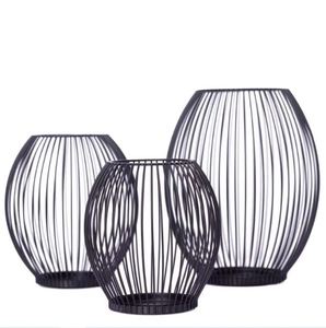 Set of 3 Black Iron Eco-Friendly Candlestick Holders for Indoor & Outdoor Decoration Includes Lanterns & Candle Jars - Product Image 4