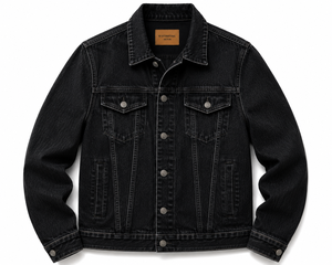Men's Black Canvas Jacket Regular Fit Mandarin Collar <b>Covered</b> <b>Button</b> Closure Washed Cotton Casual Winter Style Breathable Quick - Product Image 1