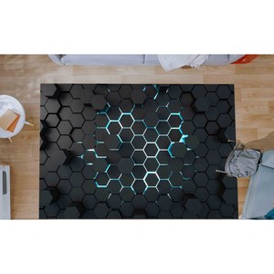 Alfombras con Formas Geométricas Negras con Efecto 3D, Alfombra Moderna, Alfombra Impresa, Alfombra Suave con Pelo - Product Image 3