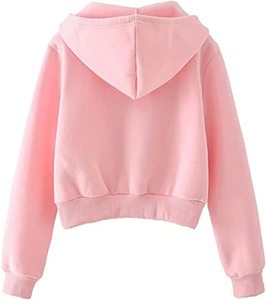 Women's Spring Casual Printed Letter Pattern Short <b>Zip</b>-<b>Up</b> Eco-Friendly Fleece Hoodie - Product Image 2