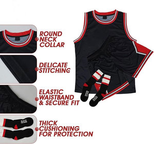 Maillot de basket-ball pour adulte, kit de 3 pièces, sans manches, maillot de fan pour homme, tenue de sport athlétique en maille - Product Image 3