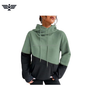 Sweat à capuche décontracté pour femme en polaire polyester/coton, motif uni, longueur longue, design asymétrique, poches, respirant, tricoté - Product Image 5