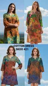 Best Selling Women's Cotton Kurti Modern Style Handmade Office Casual Dress From India with Embroidered Lace Decoration - Product Image 4