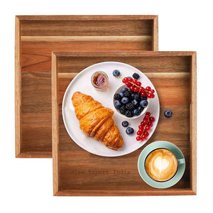 Best Premium Square Wooden Serving <b>Tray</b> with Handle Wholesale Ottoman <b>Tray</b> for Food Wine Coffee <b>Dinner</b> Dishes & Plates - Product Image 3