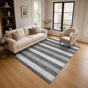 RUGS DEPOT LXDP-0950 Wholesale Grey Silver Modern Vintage Digital Printed Machine Washable Chenille Area Rug Non <b>Slip</b> - Product Image 2