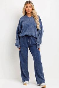 Pantalones de chándal de algodón de invierno y Sudadera con capucha Jogger Custom Plain Women Sweatsuit Chándal Crewneck Sweatshirt Set - Product Image 5