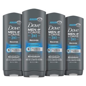 Dove Men + Care Post-Workout 3-EN-1 (Corps + Visage + Lavage des cheveux) à la menthe poivrée 4 Infusé d'électrolytes + Magnésium 18 oz - Product Image 1