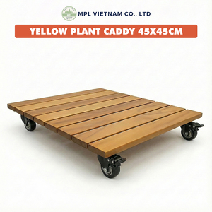 Carrito de Lujo para Plantas, Cuadrado y Redondo, de Madera de Acacia Resistente, con Ruedas Giratorias de 360°, para Uso en Interiores y Exteriores, Hecho en Vietnam - Product Image 2