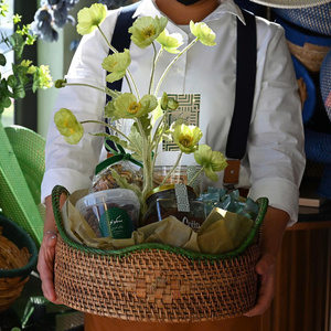 Handmade Wicker <b>Gift</b> <b>Hamper</b> with Gourmet Snacks and Decorative Lily Arrangement for Eid Mubarak Celebration <b>Basket</b> - Product Image 2