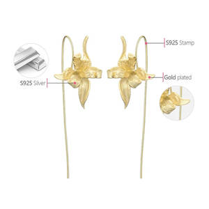 Elegantes Pendientes Colgantes con Flor de Iris, Clásicos Chapados en Oro, con un Lindo Diseño de Estrella, Ideales para Fiestas, Bodas y Regalos - Product Image 3
