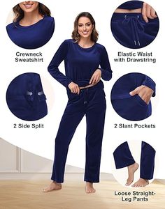 Conjunto Deportivo de Terciopelo para Mujer, de Invierno, de 2 Piezas, Sudadera con Capucha y Pantalones de Terciopelo - Product Image 4