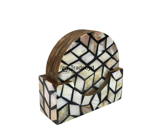 Posavasos hecho a mano con incrustaciones de nácar de Tradebyd, decoración de mesa de lujo para uso doméstico - Product Image 4