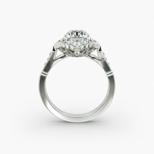 Anillo de Compromiso Único de Moissanita con Corte Redondo, Acero Inoxidable, Chapado en Oro de 18K, Joyería Elegante y Lujosa - Product Image 3