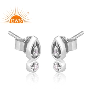 Hot Selling Sterling <b>Silver</b> Natural Moissanite Gemstone <b>Stud</b> Earring Custom Jewelry For Women Gift For Her - Product Image 2