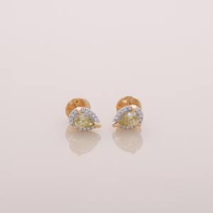 0.64 Carat Yellow Pear Diamond Halo Stud <b>Earrings</b> 0.14 Carat Diamonds <b>Solid</b> 925 Sterling <b>Silver</b> IGI Certified Anniversary Gift - Product Image 2