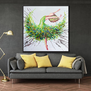 Pittura astratta grande strutturata moderna della <span class=keywords><strong>Ballerina</strong></span> incorniciata arte della parete della tela di Impasto della ragazza danzante pittura a olio per la decorazione del salotto - Product Image 5