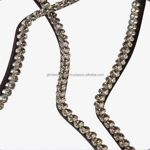 Brida de cuero de caballo Crystal Sparkle Brow Bands Equitación Cuero ecuestre Multicolor Bling Crystal Banda de cejas cómoda - Product Image 6