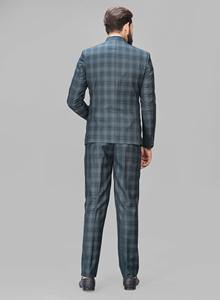 Traje básico de 2 piezas de poliéster con cuello de prohibición de cuadros para hombre, traje largo de ajuste Regular antiarrugas transpirable características Jodhpuri estilo Formal - Product Image 2