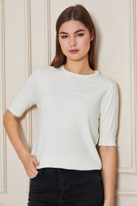 Blusa de punto con cuello redondo para mujer, informal, elegante y cómoda, tela transpirable, blusa de servicio OEM ODM personalizable - Product Image 3