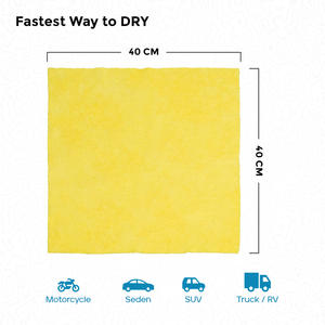Clayton Edgeless Microfiber Towel 40x40cm 350GSM Yellow Ultra Soft Quick-Dry Highly <b>Absorbent</b> <b>Cloth</b> Streak Free Results - Product Image 3