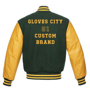 เสื้อแจ็กเก็ตทีมเบสบอลขนสัตว์สีน้ำตาลสำหรับผู้ชายสไตล์ตัวหนังสือเบสบอลแขนเสื้อหนังโลโก้ด้านหน้าสำหรับฤดูหนาวทำตามสั่ง - Product Image 3