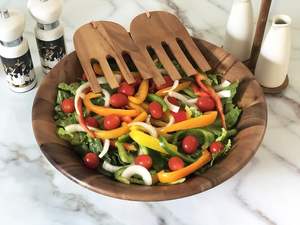 Woodard CHARLES ชุดชามสลัด3ชิ้นประกอบด้วยชามสลัดขนาดใหญ่พร้อมภาชนะไม้ที่เป็นมิตรต่อสิ่งแวดล้อม - Product Image 5