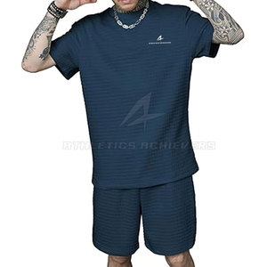 Conjunto de camisetas de gimnasio para hombre de poliéster Premium informal de verano personalizado 2025, pantalones cortos y camisa con logotipo de etiqueta privada a la venta - Product Image 2