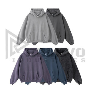 Sudadera con Capucha Morada Lavada al Ácido para Hombre, Gruesa, 100% Algodón, Talla Grande, Invierno, Forro Polar, Estilo Urbano - Product Image 5