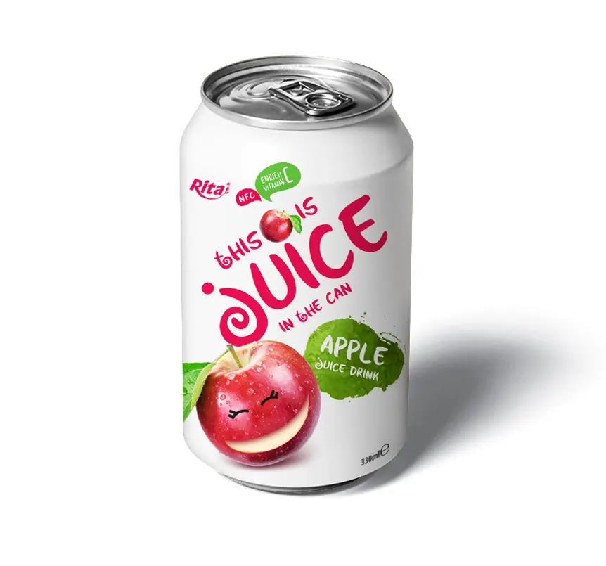 ฉลากดีไซน์ฟรีสำหรับผู้ผลิตเครื่องดื่มน้ำแอปเปิ้ลขนาด330มล. ผลิตในเวียดนาม