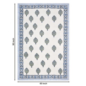 Nappe ronde faite à la main avec bloc floral imprimé blanc décor à la maison tissu couverture de table ensemble pour les mariages et les fêtes - Product Image 4